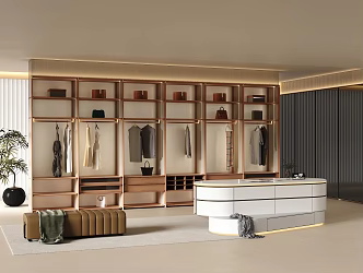 Solid Wood Wardrobe Cloakroom 3d model