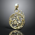 Gold Ornate Pendant With Floral Design And Decorative Circular Shape