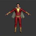 Male Superhero Character In Red Costume With Yellow Boots Belt And Gray Cape