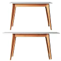 Modern Wooden Leg Table With Smooth Marble Top And Minimalist Design