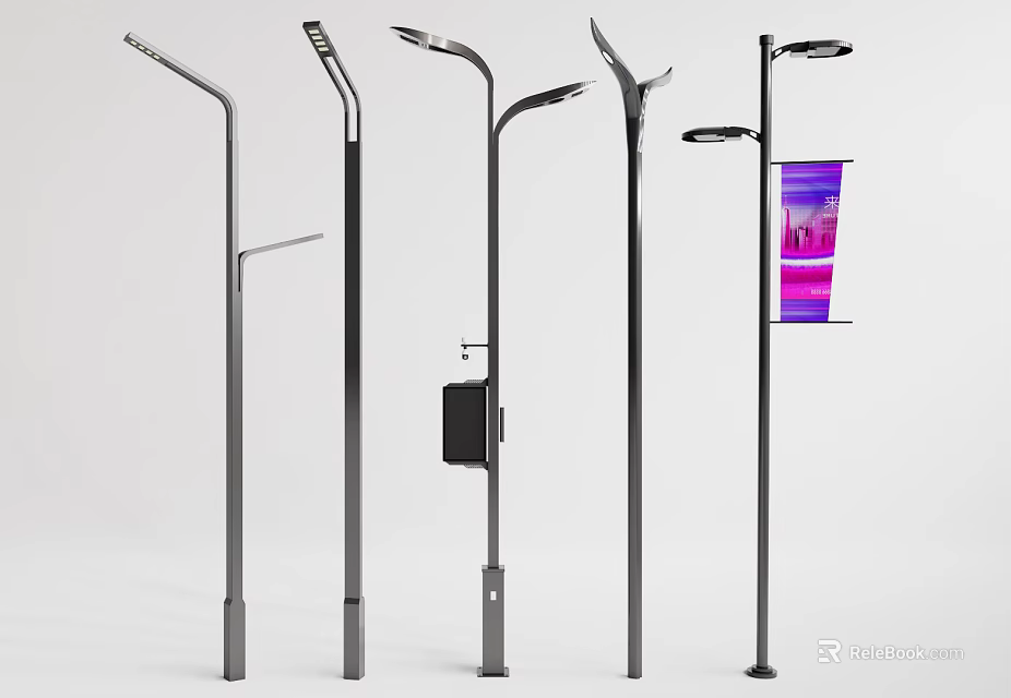 Stylish Modern Outdoor Street Lights Showcasing Diverse Designs And Functional Features 3d model 