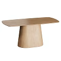Natural Solid Oak Dining Table With Rounded Edge And Sturdy Tapered Base For Modern Homes