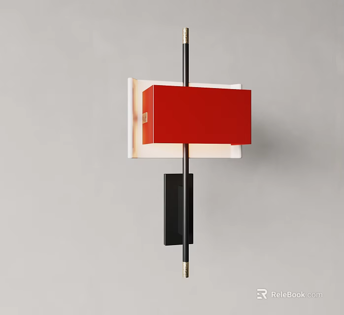 Modern Red And Black Wall Lamp With Rectangular Shade And Geometric Design 3d model
