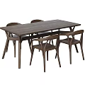 Modern Wooden Dining Table And Chairs Set With Minimalist Design And Solid Structure 3d model