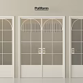 Poliform Modern Double Doors With White Frame And Glass Grid Panels 3d model