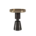Modern Round Accent Tables With Dark Wood And Gold Metal Design Elements