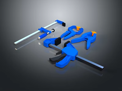High Quality Blue Hardware Clamps With Ergonomic Design For Workshop Use 3d model