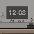 Modern White TV Stand with Drawers and Cabinets Featuring TV and Decorative Ornaments