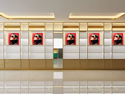 Modern Display Shelves With LED Lighting Showcasing Artworks In Exhibition Hall 3d model