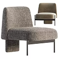 Modern Minimalist Single Sofa In Gray Textured Fabric With Metal Legs Design