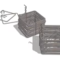 Stainless Steel Square Wire Baskets Stacked With Hanging Hooks For Storage 3d model