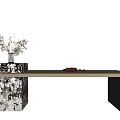 Modern TV Stand With Marble Side Panel And Vase On Top Surface