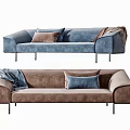 Modern double sofa multiplayer sofa 3d model
