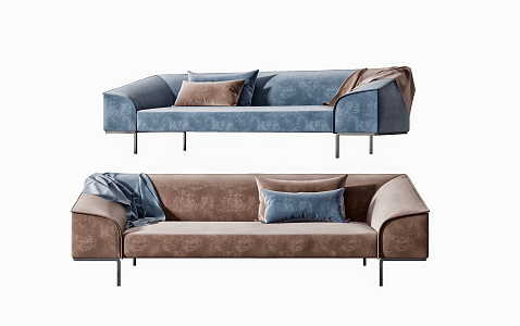 Modern double sofa multiplayer sofa 3d model