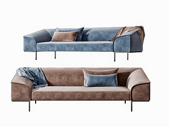 Modern double sofa multiplayer sofa 3d model