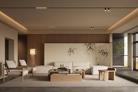 New Chinese Style Song Style Living Room 3d model