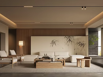 New Chinese Style Song Style Living Room 3d model