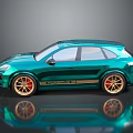 Teal SUV with Metallic Finish Gold Wheels and Red Brake Calipers Modern Luxury Design
