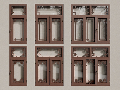 New Chinese-style Window Hollow-out Window Carved Window Grated Window Wooden Window 3d model