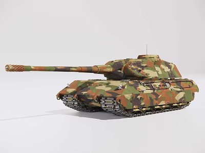 Military Tank With Camouflage Paint Long Cannon Barrel Tracks And Heavy Duty Build 3d model