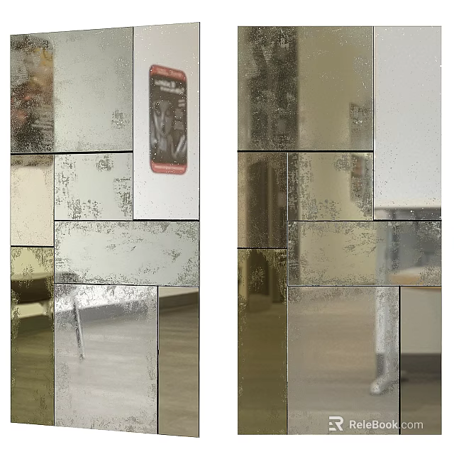 Modern Wall Decor With Mirror Collage And Geometric Shapes For Interior Space 3d model 