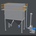 Industrial Equipment With Yellow Guardrail Dual Cone Bottom And Blue Motor Piping System