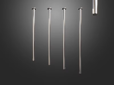 Five Silver Stainless Steel Faucets Showcasing Different Design Variations On Grey Background 3d model