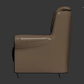 Beige Leather Three Seat Sofa With Stitched Details And Dark Brown Armrest Accents