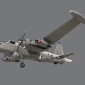 U.S. Navy Fighter Jet With Gray Body Propeller Engines And Stars On Wings