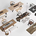 Chinese Tea Table and Chair Tea Table Tea Table Poor Table and Chair Combination 3d model