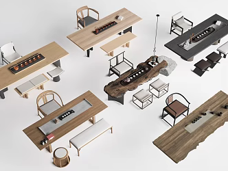 Chinese Tea Table and Chair Tea Table Tea Table Poor Table and Chair Combination 3d model