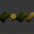 Traditional Leaf Wrapped Snacks In Different Shapes With Green Yellow Wrappers And String Ties