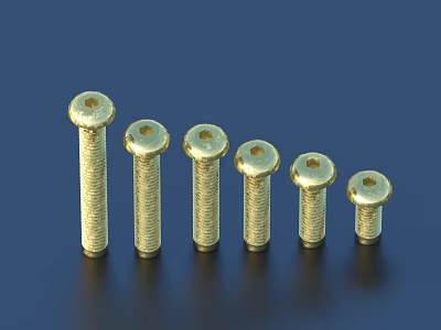 Golden Steel Bolts in Various Sizes and Lengths for Industrial Fastening 3d model
