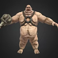 Large Muscular Creature With Weapon And Fierce Expression Design 3d model