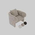 Modern Stylish Beige Fabric Upholstered Single Sofa With Soft Back Cushion And Unique Pleated Details