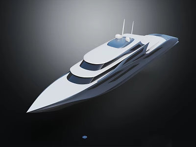 Modern Sleek Luxury Yacht Watercraft with Streamlined Exterior and Multi deck Design 3d model