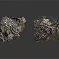 Artificial Rock Mountain Models With Natural Texture And Green Mossy Base 3d model