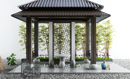 New Chinese Pavilion Outdoor Leisure Courtyard 3d model