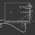 Retro Electronic TV With Old Fashioned Design Green Screen Display Red Background And Wires