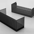Black Metal Railings Modern Geometric Design with Vertical Slats and Angular Frames for Contemporary Spaces 3d model