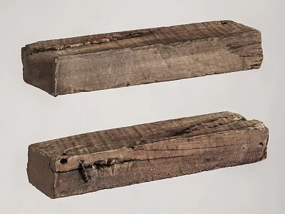Two Rustic Weathered Wooden Planks Showing Natural Grain And Aged Texture 3d model