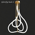 Modern Chandelier Glory Hanging Golden Round Linear 3d model