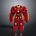 Red Gold Iron Man Hulkbuster Armor 3D Model With Glowing Blue Energy Core Details