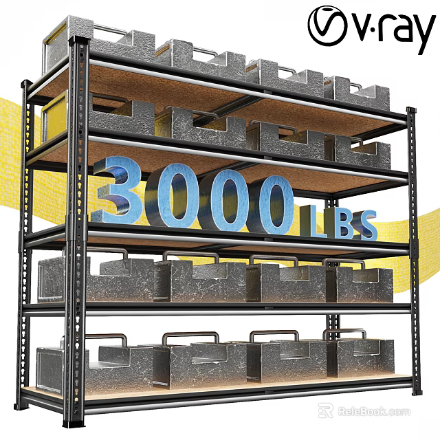 Garage Storage Shelving Unit With 3000 LBS Capacity And Organized Bins 3d model 