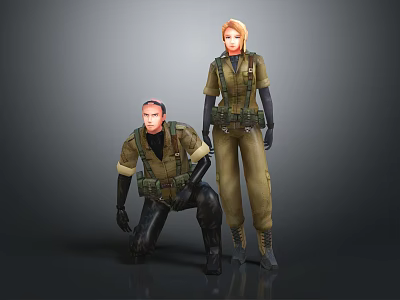 Modern game character soldier mercenary 3d model