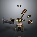 3D Fantasy Character Model Featuring Sword Bracelets Belt And Rings Gear