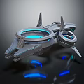 Futuristic Sci Fi Spaceship Design With Blue Lights And Metallic Circular Structure 3d model