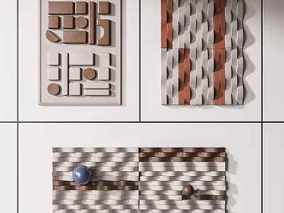 Modern 3D Wall Decor With Geometric Shapes Textured Patterns And Neutral Tones 3d model