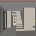 Modern Foyer Hallway Interior With Illuminated Staircase Wooden Panels And Art Decor