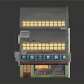 Cartoon Scene Of Two Story Building With Neon Sign Red Striped Awning And Lit Windows